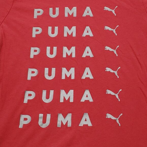 Puma Pullover Casual Short Sleeve Graphic T-Shirt Youth Boys Size Medium M Red - Picture 4 of 9
